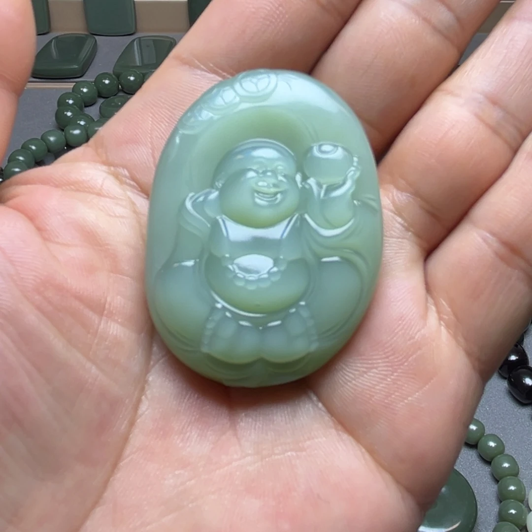 和田玉未镶嵌手链俄料粉青米勒