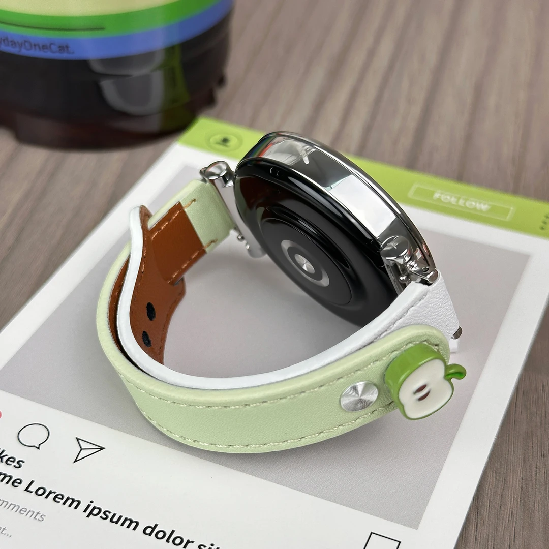 绿苹果适用vivo watch5/3/GT2手表表带拼色真皮质高级iQOO女新款