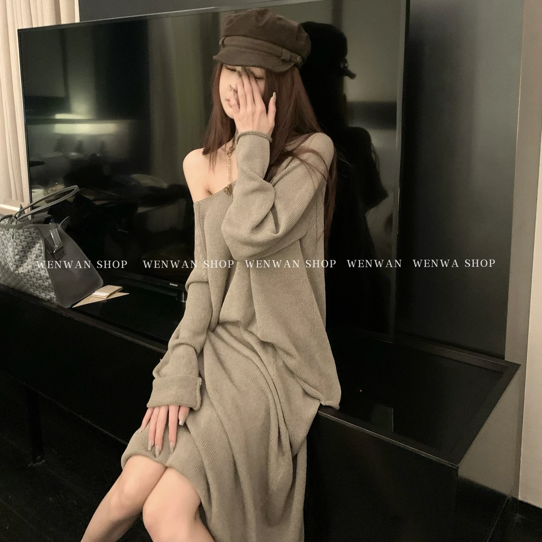 【daily舒适区】奶咖色休闲针织套装(毛衣+半裙)