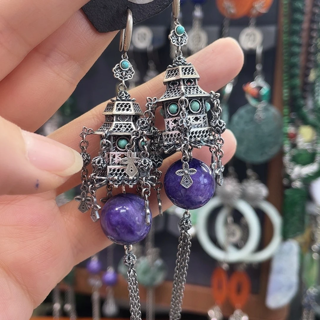 查罗石银S925镶嵌耳钉臻*918yhjhh