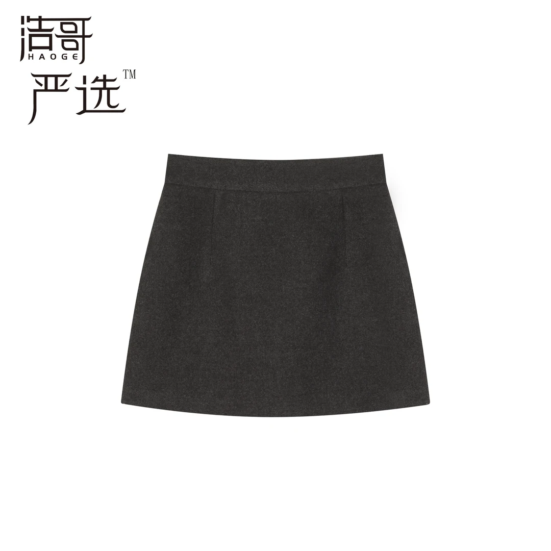 洋洋●高腰时尚休闲百搭不规则毛呢秋冬半身裙预Q4BSQ3540A