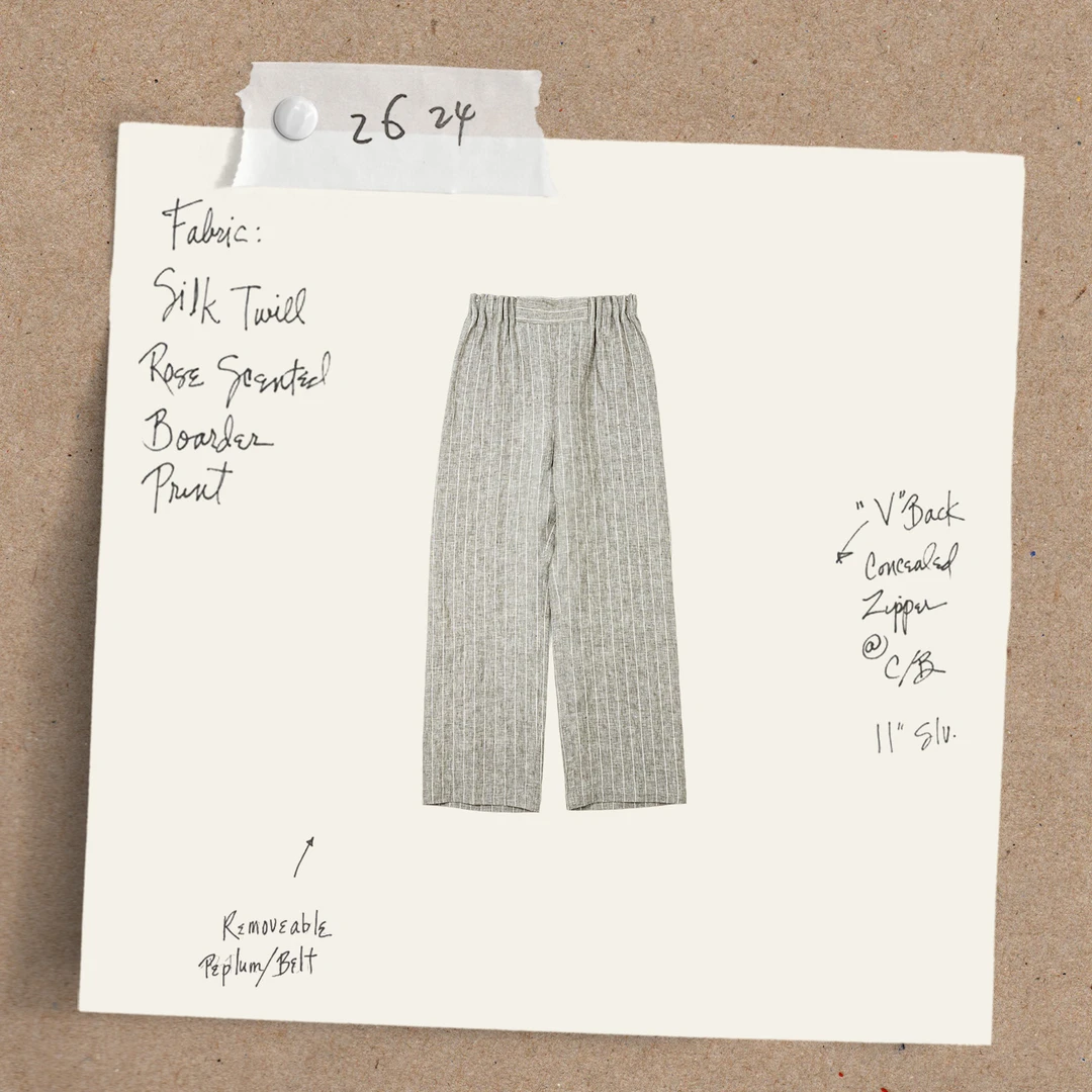 【松间照】定制100亚麻色织松木灰竖条纹极简新中式马面裤9955