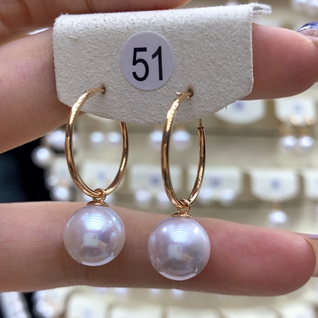 银S925镶嵌淡水珍珠耳饰