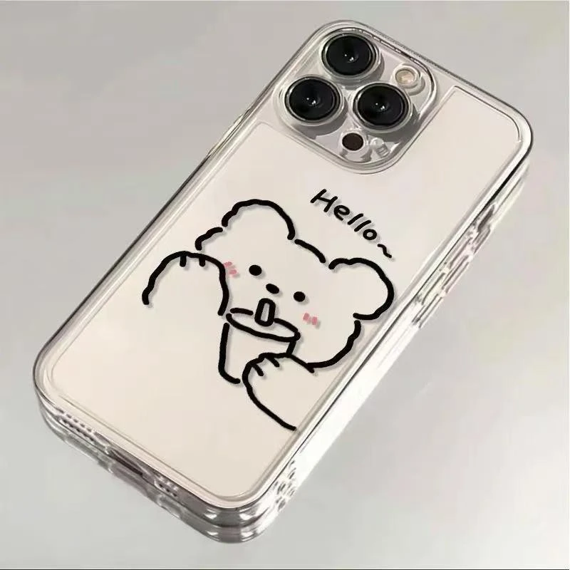 喝奶茶招手小熊适用iPhone15/14/13手机壳12promax软78女xs苹