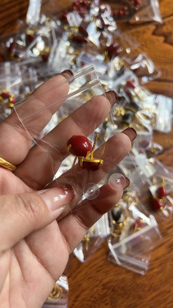 铜合金亚克力耳饰 纯手工红色耳坠，清库存，只剩10个！6号
