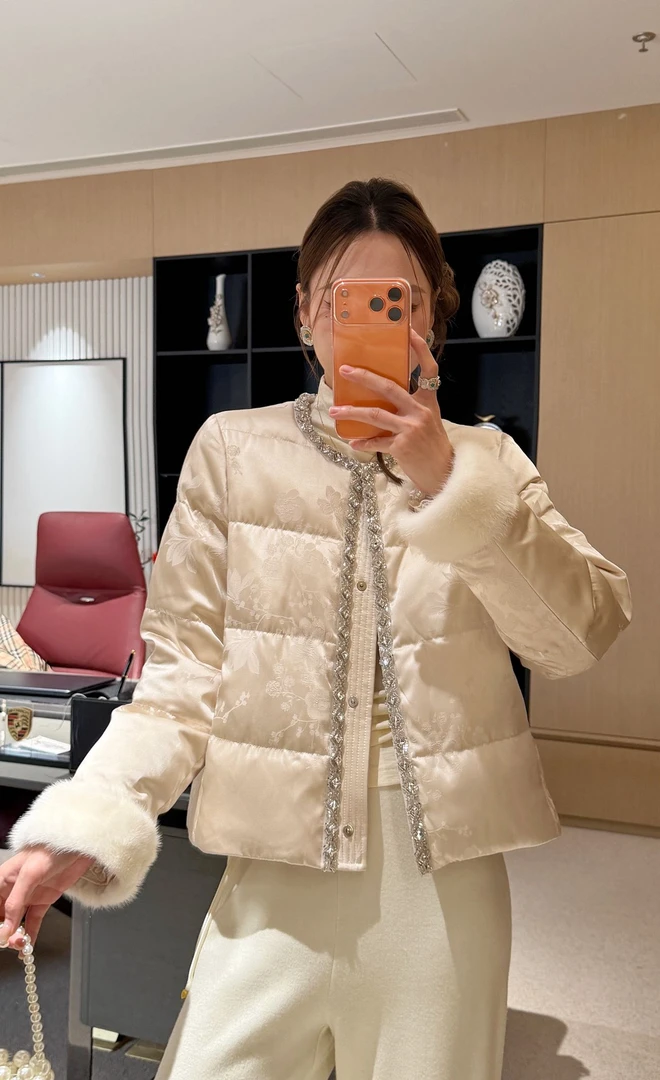 【锦衣服饰】X FA 8612-1新中式新国标90绒重工水晶圆领羽绒服