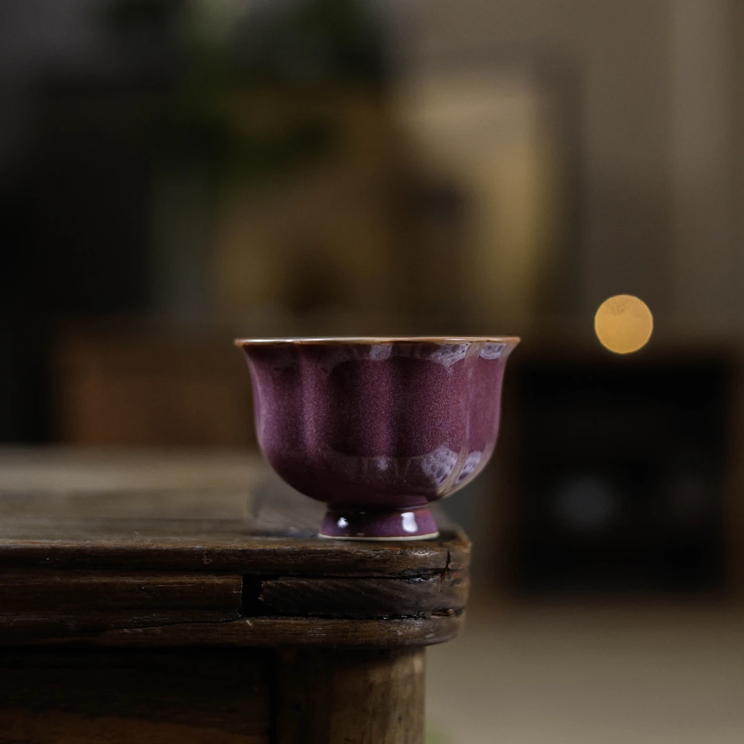 【纳兰】紫色-黄丽君-花瓣高足杯（黄丽君S0162）