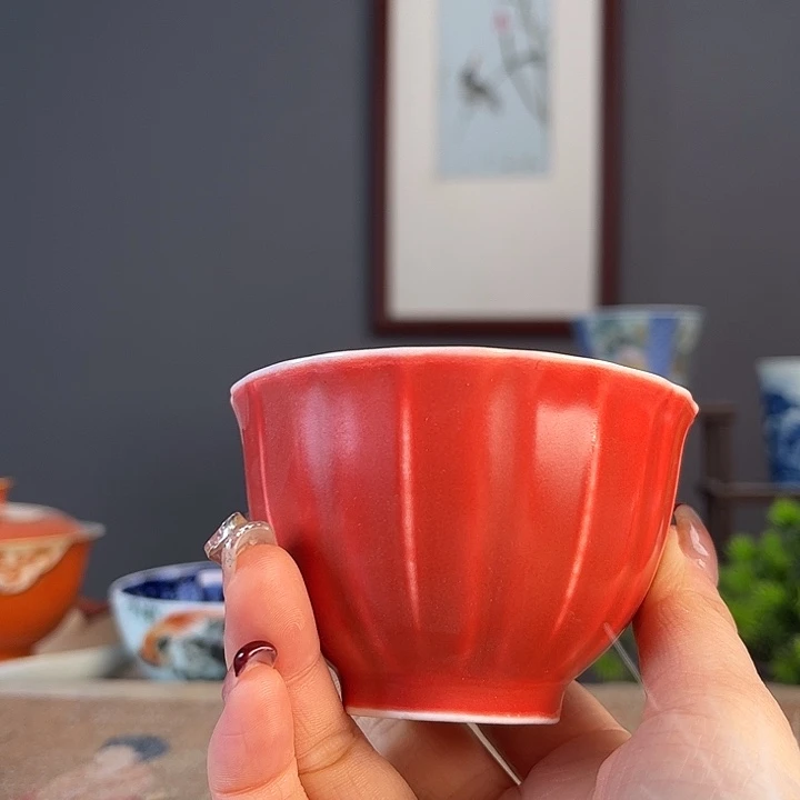 摆件景德柴烧茶杯多人