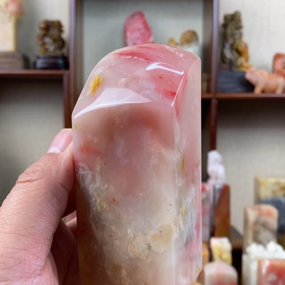 巴林石印石巴林鸡血石大素章