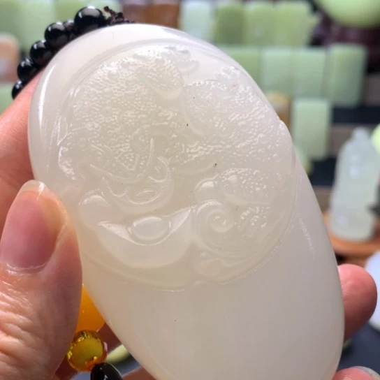 石材方解石手把件