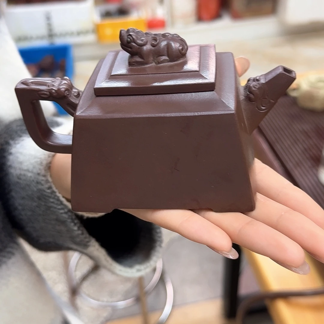 紫砂茶壶紫砂壶四方瑞兽230cc