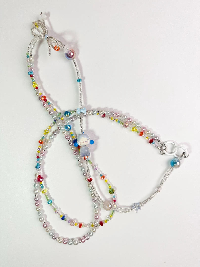 萌粒斜挎链手绘珠珠星空海贝珠diy斜挎链