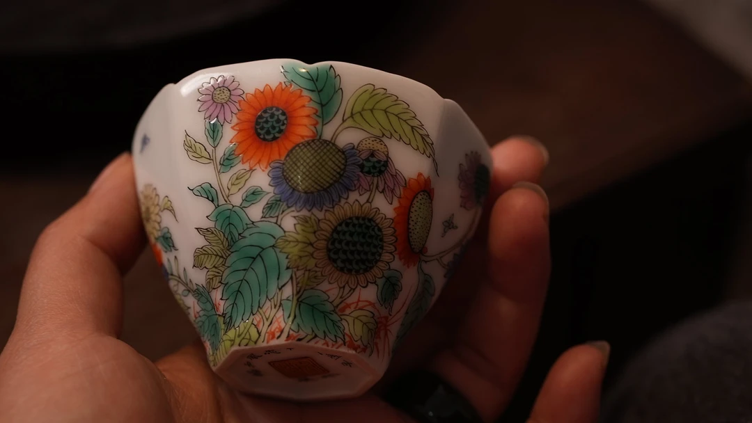 古阅和风古彩釉上彩花花主人杯纯手工陶瓷茶杯喝茶