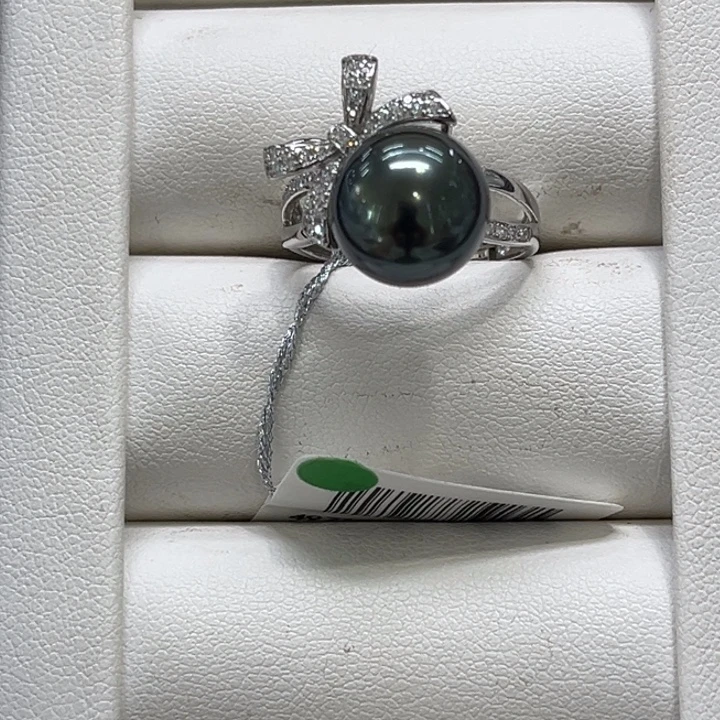 海水珍珠银S925镶嵌戒圈大溪地11-12mm 79号