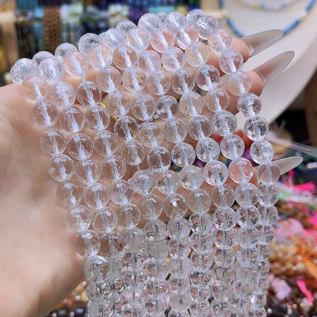 未镶嵌玛瑙/玉髓珠宝半成品/白水晶地球切面约10mm 117号