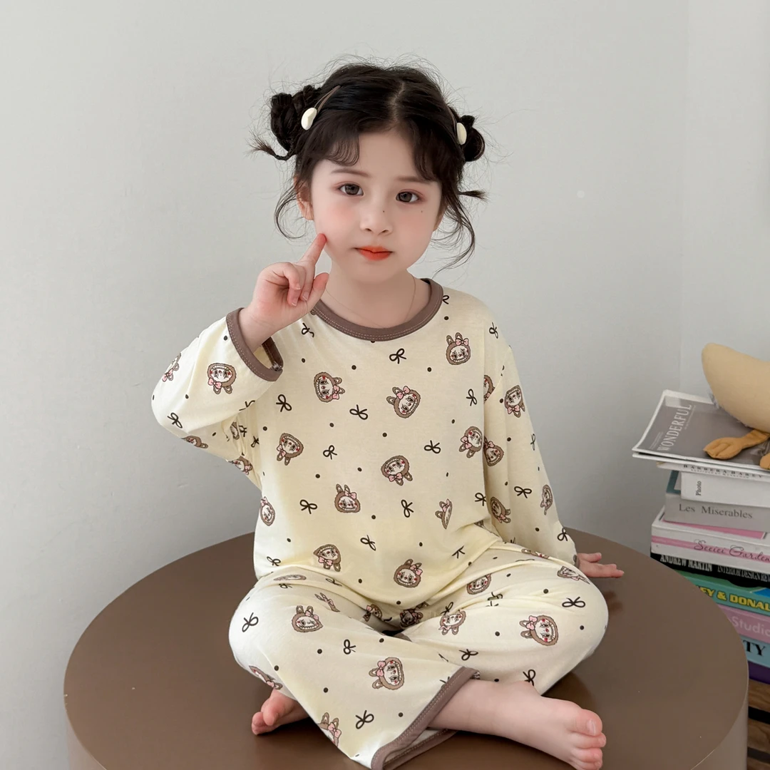 布布儿童睡衣2025新款莫代尔套装女孩空调服长袖春秋女童家居服
