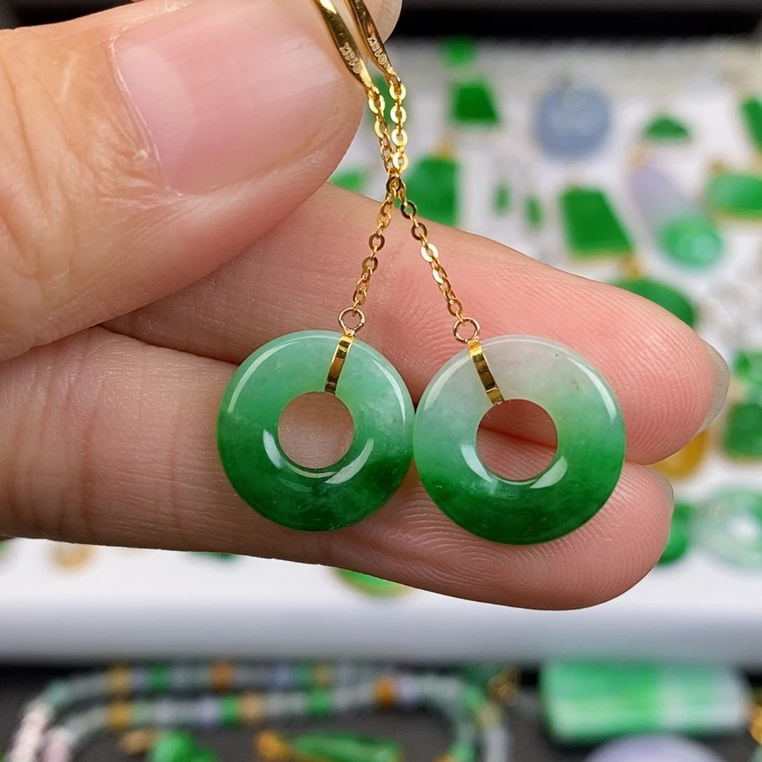 吊坠(不含链)18K金镶嵌翡翠