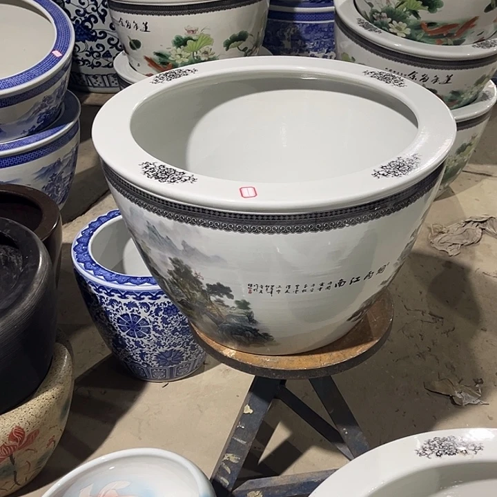 我***爸景德镇陶瓷鱼缸艺术