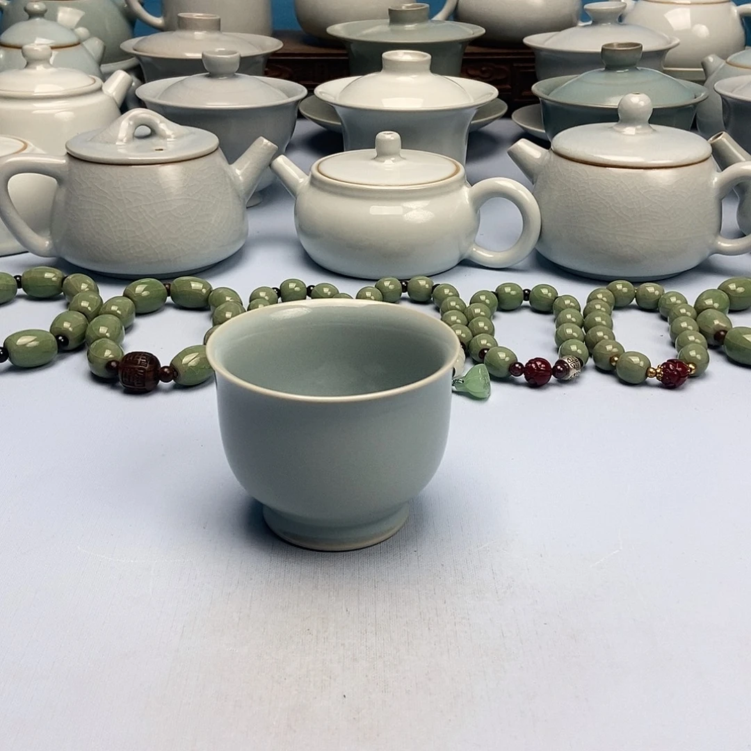 杯微微瑕天青微蓝釉玉兰杯原矿原釉原产地
