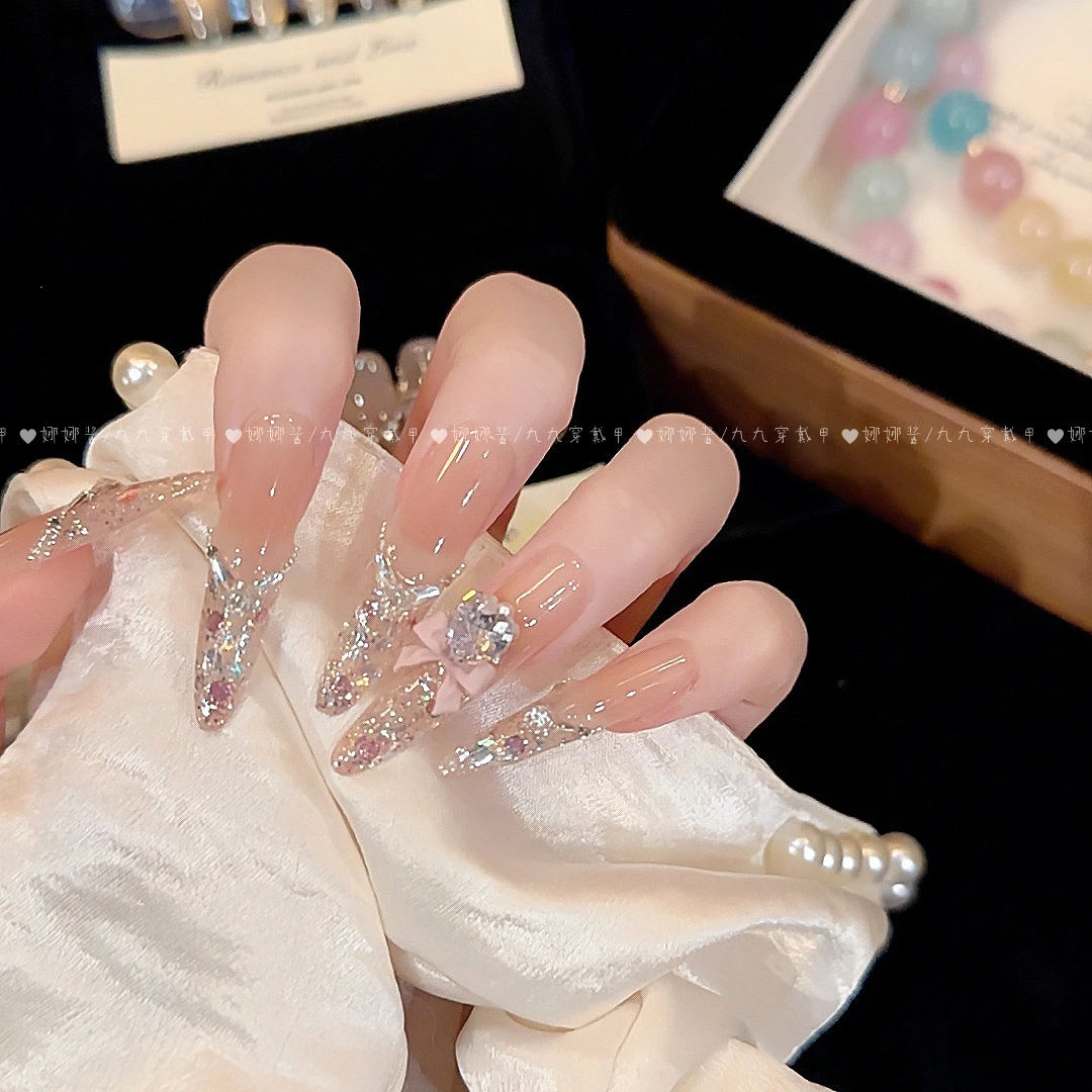 【星光裸纱】纯手工穿戴甲猫眼美甲贴片可拆卸指甲贴片10片装