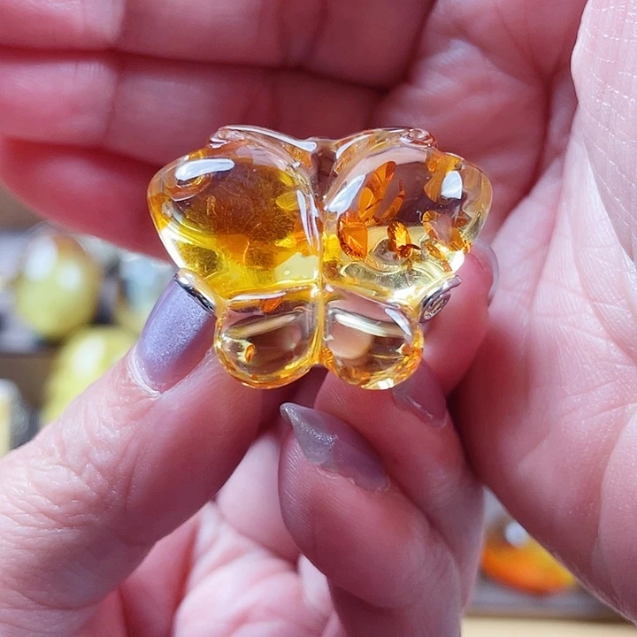 琥珀银S925镶嵌裸石戒指