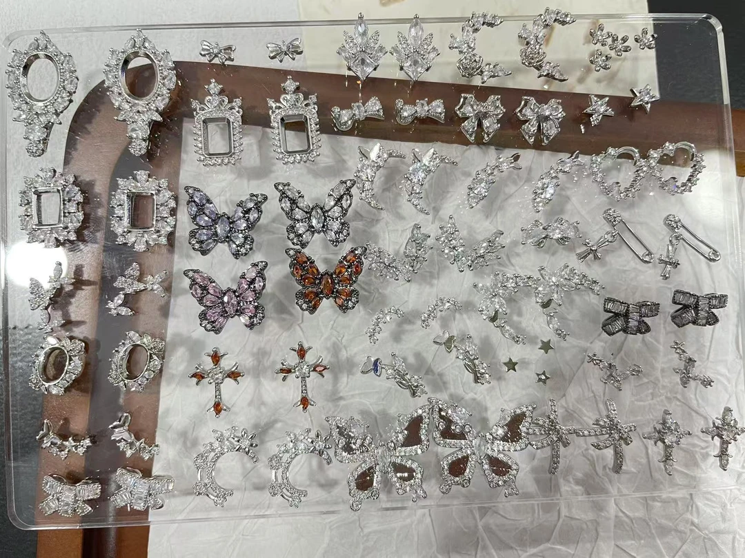 TL 101-150铜镶锆高品保色美甲饰品流行精致可爱超闪蝴蝶结锆石