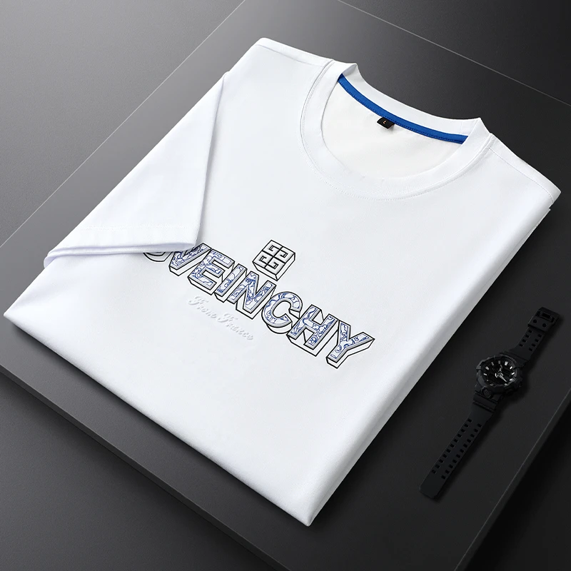 费维莫尔时尚字母印花休闲短袖T恤半袖薄款男士圆领百搭打底衫