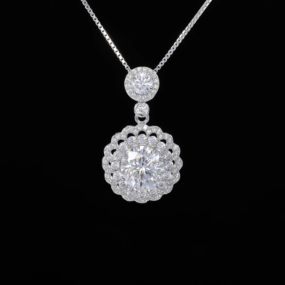 坠链均925银莫桑石 ——木木（SY4535）MS-2317BL 2克拉项链45厘米