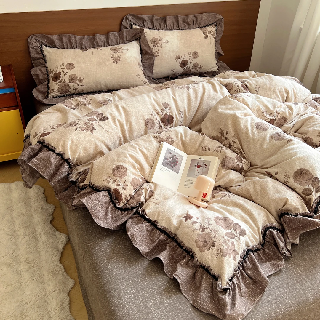 抢先看！2026 春夏新款，复古博主风 A 类亚麻皱皱纱花边四件套