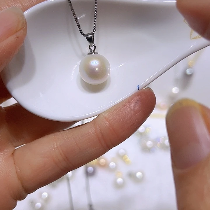 淡水珍珠白珠银色瓜子扣合金