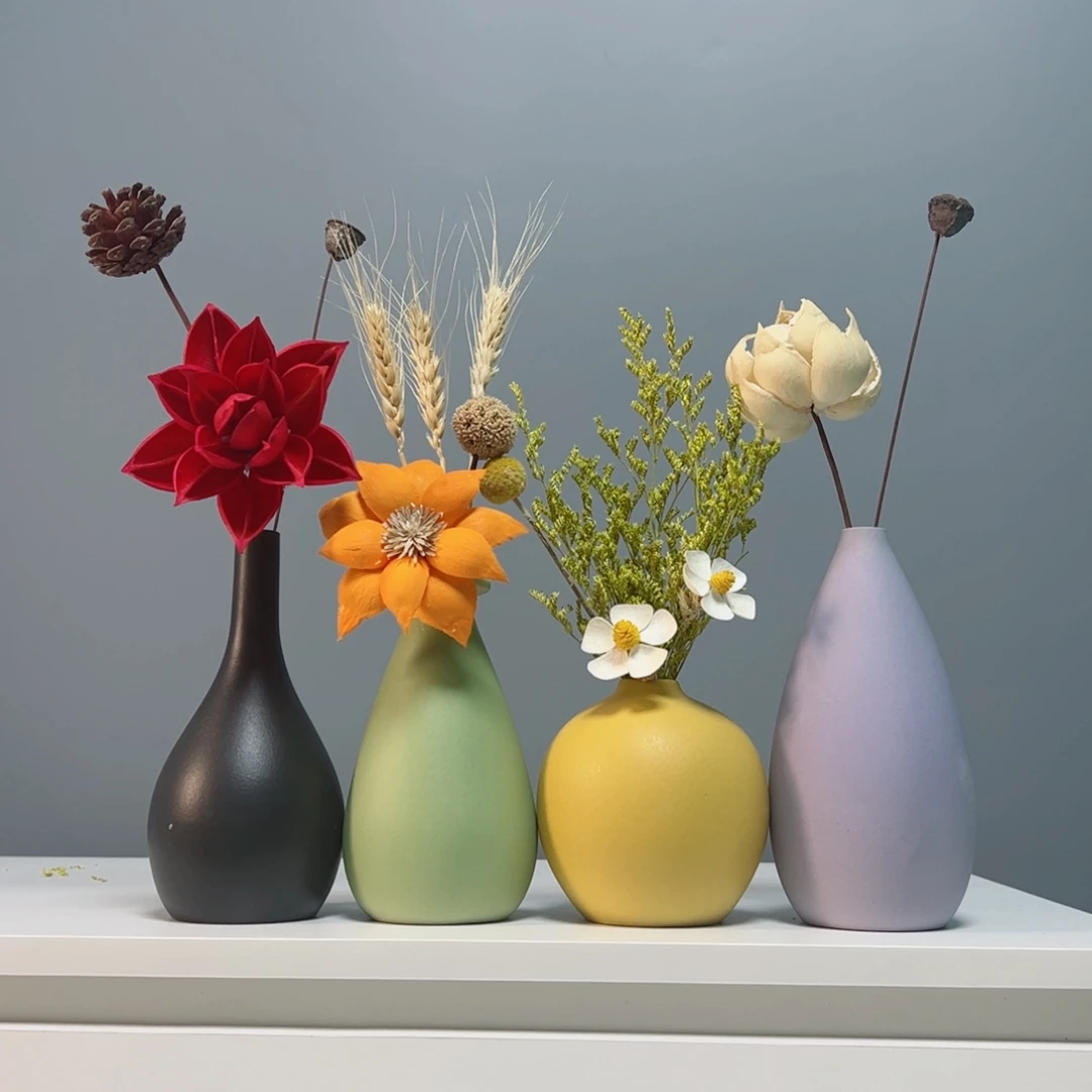 摆件景德镇手作陶瓷花瓶摆件无孔