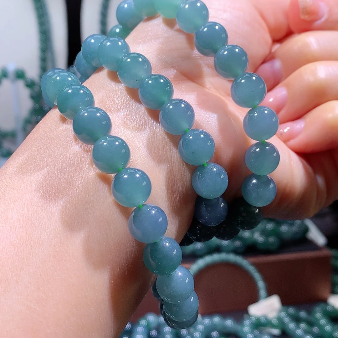 翡翠未镶嵌手链天然a货翡翠项链10mm