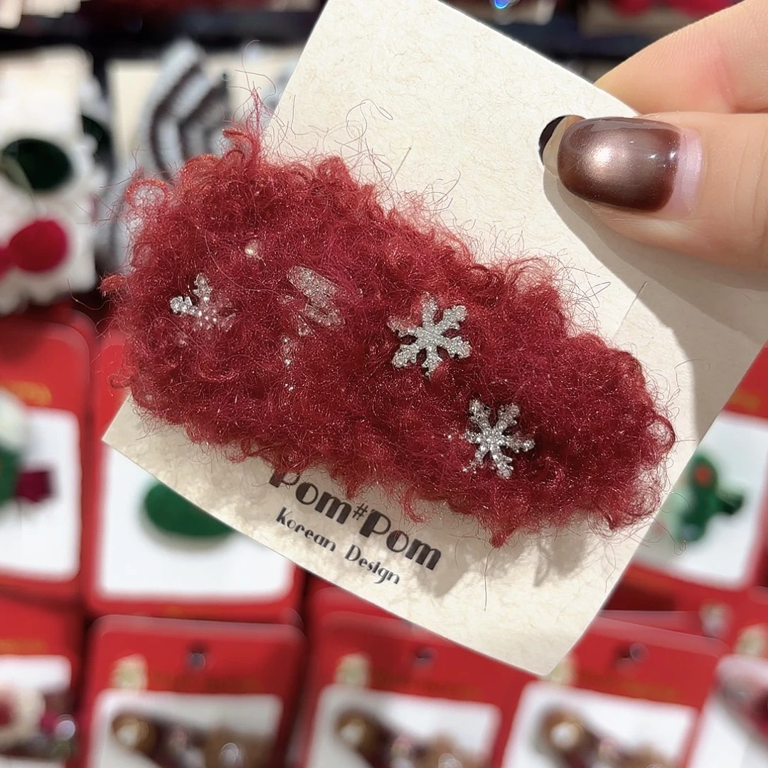 布艺铁合金雪花毛毛拜拜一个