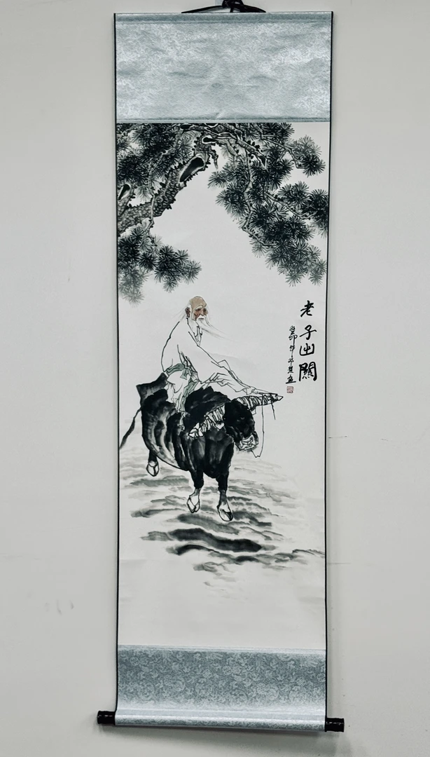 《老子出关图》三尺竖轴适挂于客厅水墨国画装饰画