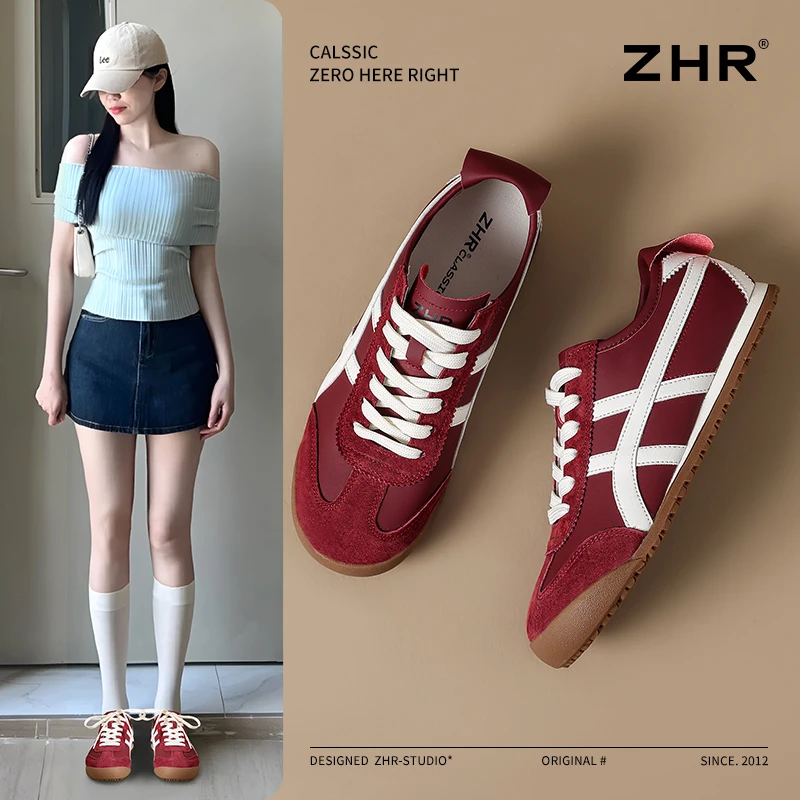 ZHR复古情侣德训鞋2025秋季新款柔软百搭休闲芭蕾鞋透气舒适板鞋