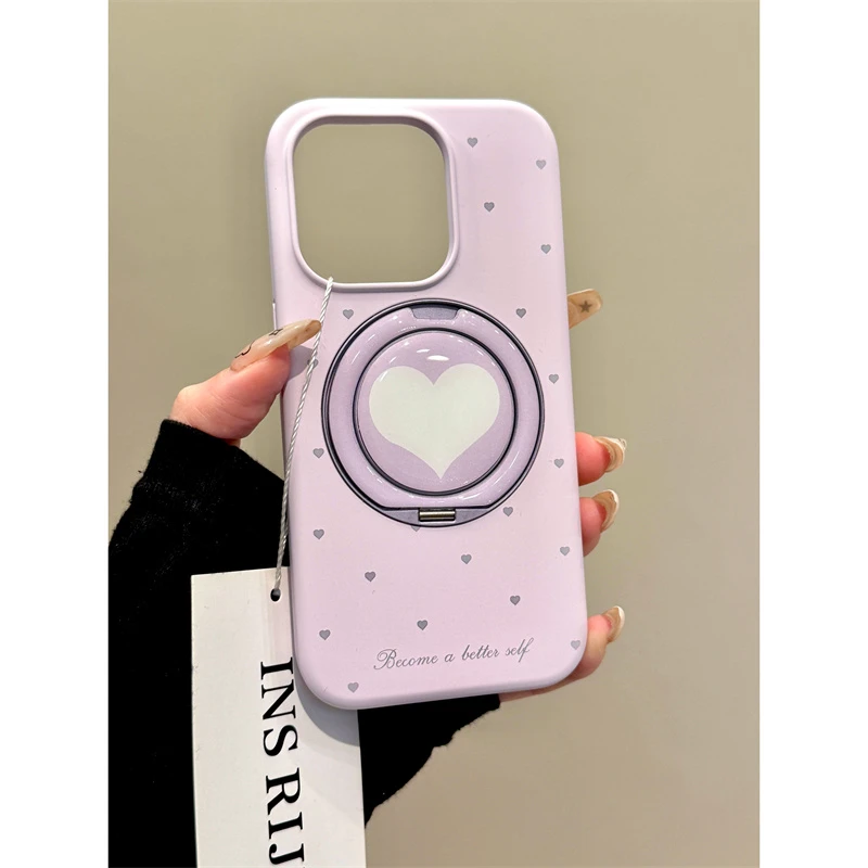 适用苹果iphone16promax爱心支点旋转15pro简约14pro支架13手机壳