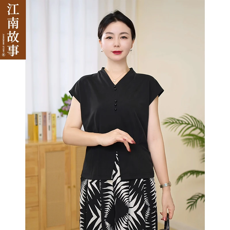 2025妈妈装新款轻熟风时尚套装衬衫洋气显瘦气质T恤