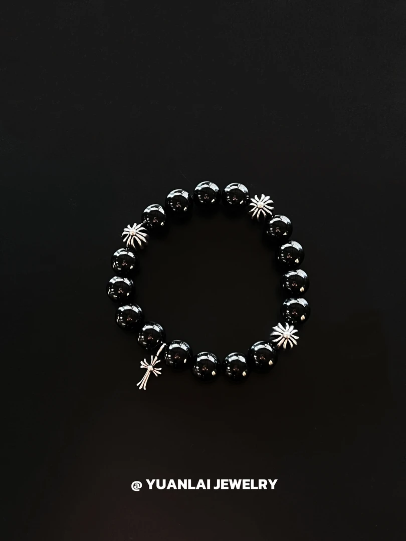 【黑夜使者·守】十字架黑耀石手串