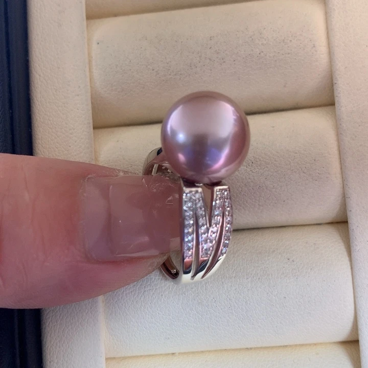 银S925镶嵌戒指 淡水珍珠