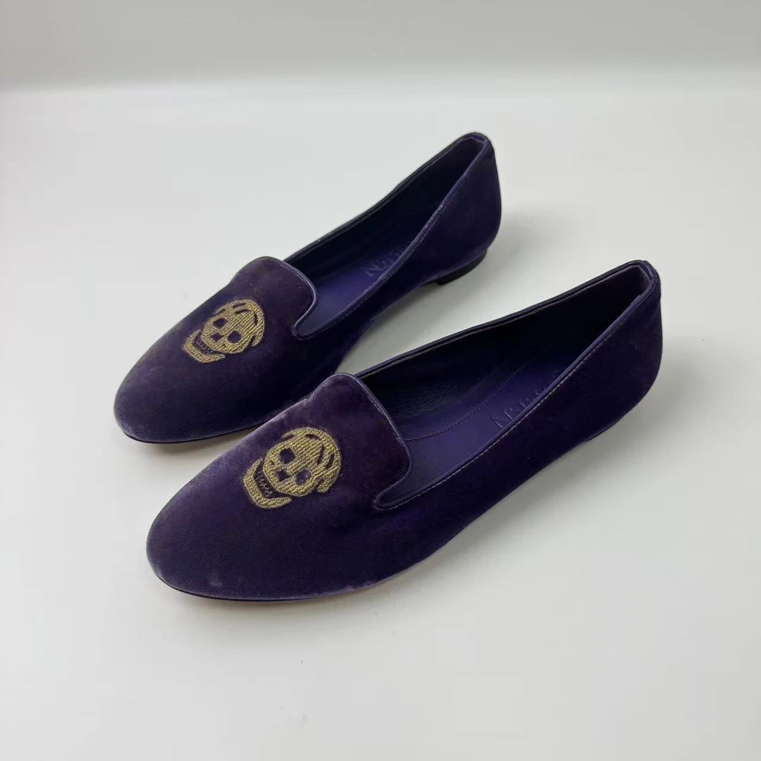 95新 Alexander McQueen/亚历山大·麦昆 37码/紫色单鞋plgkjm0010