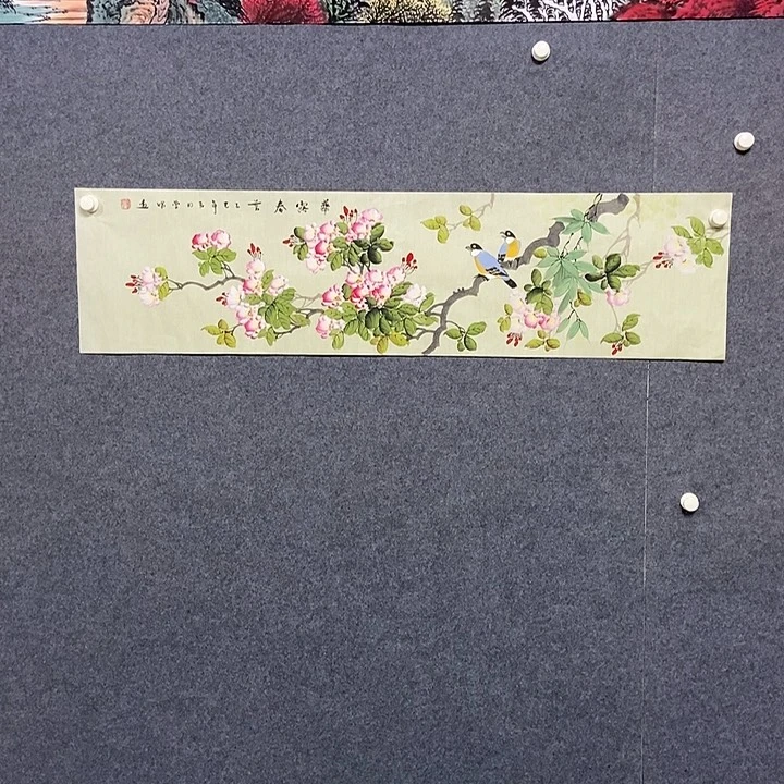 国画四尺对开花鸟一幅