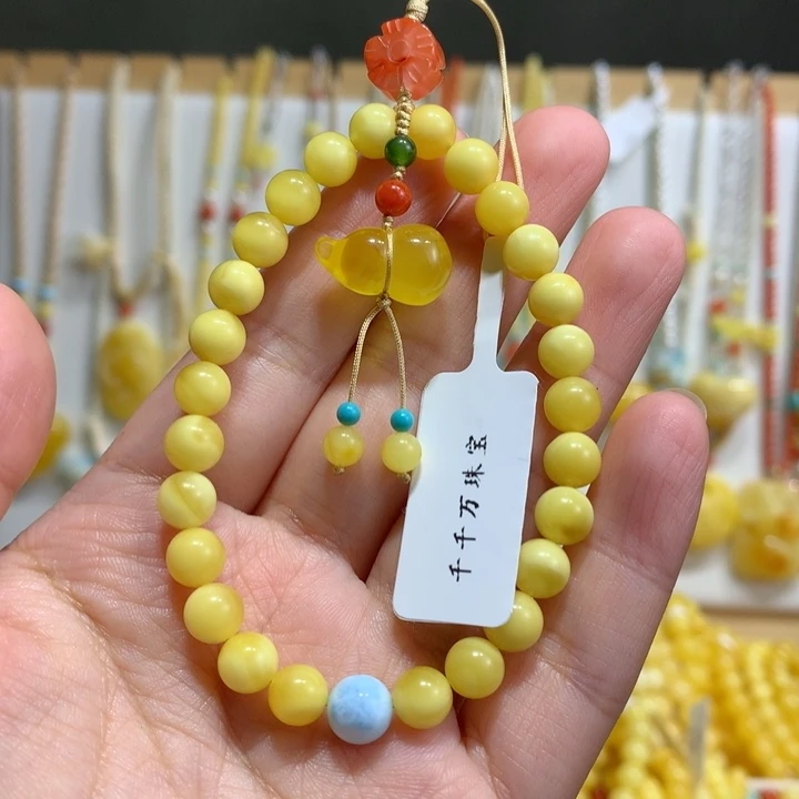 蜜蜡未镶嵌手链6.8mm
