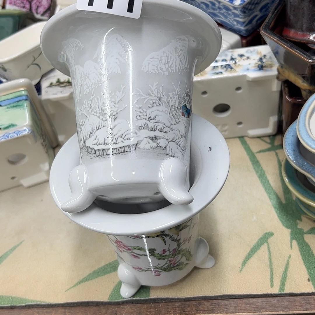 紫砂花盆111号瑕疵2个黑点口不正处理介意勿拍13/12cm