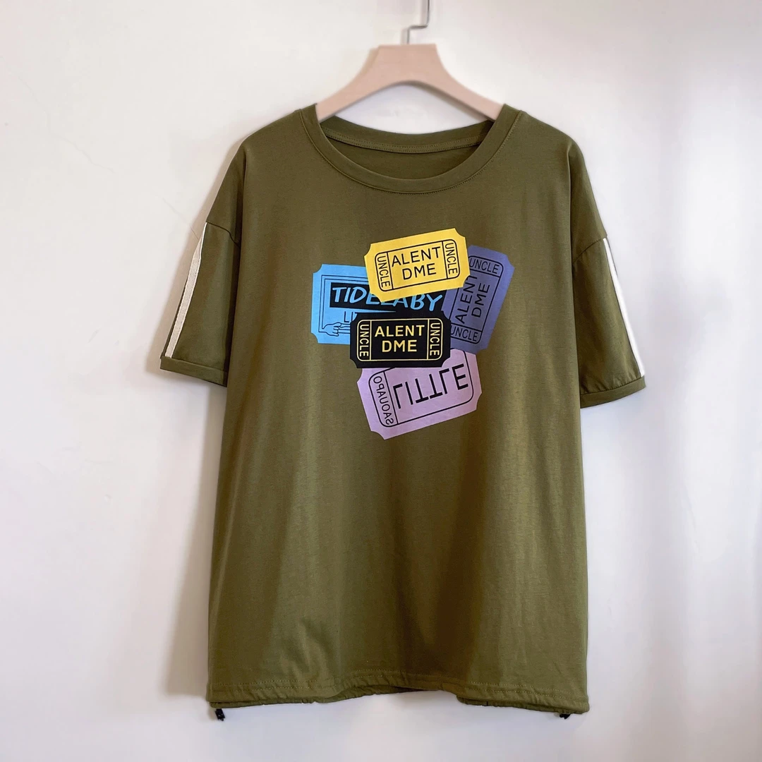 年轻中年妈妈装夏季大码显瘦遮肉休闲短袖棉T恤2025新款YX105710