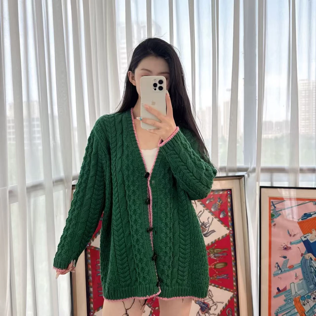 95新 MIU MIU/缪缪 毛衣绿色40码/250627SYN6F67