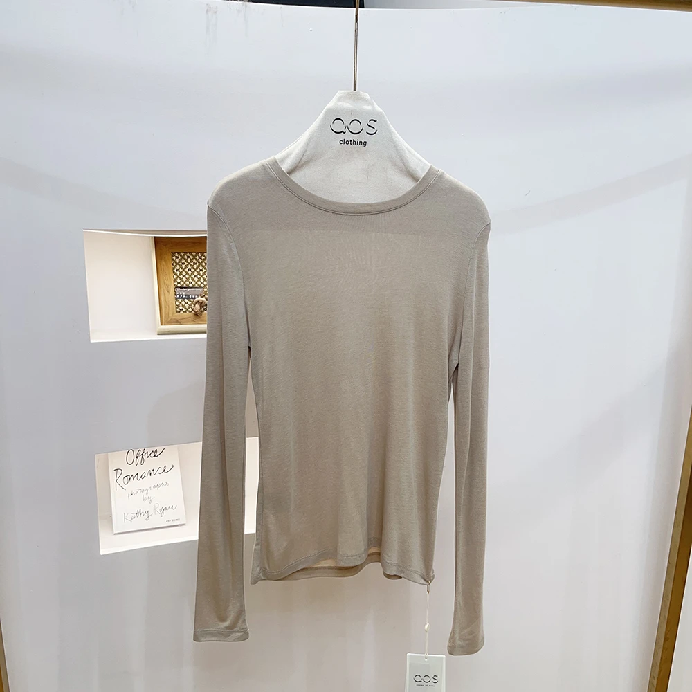【QOS】细腻水溶羊毛圆领打底衫简单舒适百搭HX7090