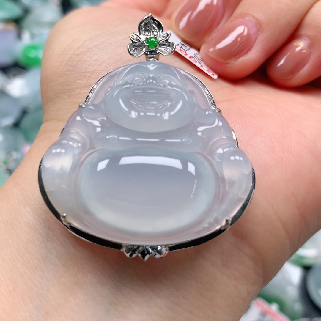 翡翠颈饰18K金镶嵌天然翡翠