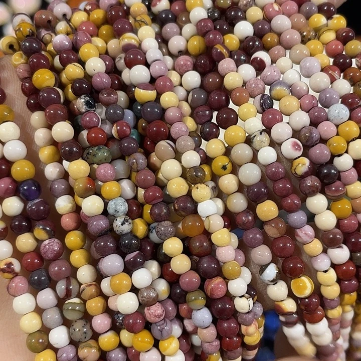 玛瑙/玉髓合金珠宝半成品2条4mm阿拉善圆珠