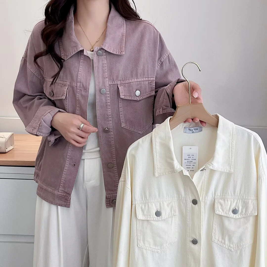 2025翻驳领大码长袖宽松型常规款春款时尚洋气单排多扣百搭外套潮