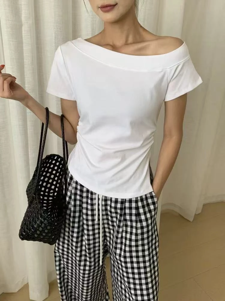 性感斜肩不规则短袖（880）